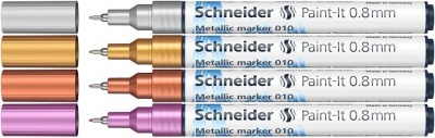 Metálfényű marker készlet, 0,8 mm, SCHNEIDER "Paint-It 010", 4 különböző szín